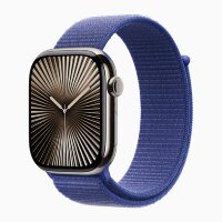 Apple Watch Series 10 46mm, Natural Stainless Steel Case with Sport Loop - Ultramarine