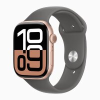 Apple Watch Series 10 46mm, Rose Gold Aluminum Case with Sport Band - Stone Gray