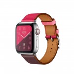 Apple Watch Series 4 Hermes, 40 мм, кожаный ремешок, индиго, розовый, азалия розовая, нержавеющая сталь, Cellular + GPS