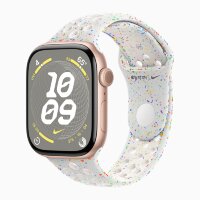 Apple Watch Series 10 42mm, Rose Gold Aluminum Case with Nike Sport Band - Pure Platinum