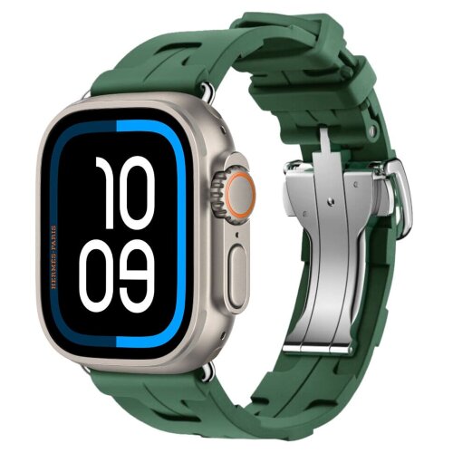 Apple Watch Ultra 2 Hermes 49mm Titanium, спортивный ремешок  Kilim зеленый