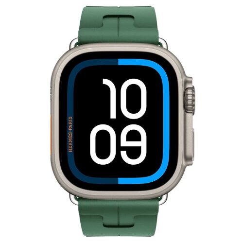 Apple Watch Ultra 2 Hermes 49mm Titanium, спортивный ремешок  Kilim зеленый
