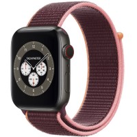 Apple Watch Edition Series 6 Titanium Space Black 44mm, спортивный браслет сливового цвета