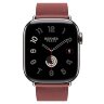 Apple Watch Hermes Series 11 42mm, классический кожаный темно-красный ремешок