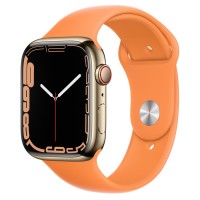 Apple Watch Series 7 45 мм, стальные золотого цвета, спортивный ремешок «Весенняя мимоза»