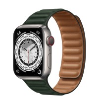 Apple Watch Series 7 41 мм Титановые, кожаный ремешок «Зелёная секвойя»