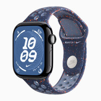 Apple Watch Series 11 42mm, Jet Black Aluminum Case with Nike Sport Band - Blue Ribbon