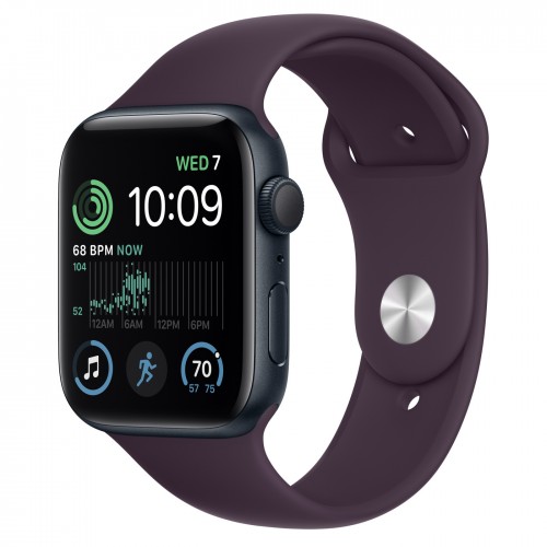 Apple Watch SE (2022) 44mm, Midnight Aluminum Case with Sport Band - Elderberry