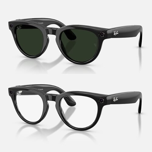 Ray-Ban Meta Gen 2 HeadLiner  Transitions (линзы прозрачные с затемнением в зеленый, глянцевая черная оправа)