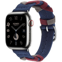 Apple Watch Hermes Series 9 41mm, ремешок из трикотажа темно-синий