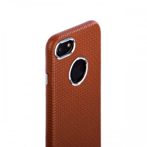 Кожаная чехол - накладка i-Carer для iPhone 8 и 7 коричневая