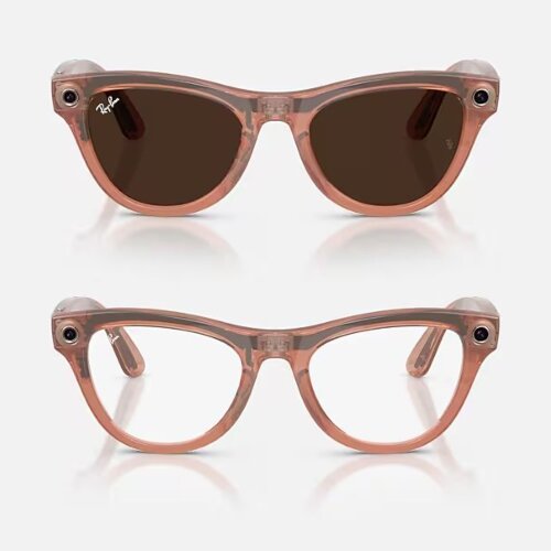 Ray-Ban Meta Gen 2 Skyler Transitions (прозрачные линзы с автозатемнением в коричневые, глянцевая персиковая оправа)