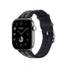 Ремешок Hermès для Apple Watch 42mm Rocabar Club — темно-синий / титаново-серый (Bleu Nuit/Gris Titane)