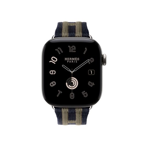 Ремешок Hermès для Apple Watch 42mm Rocabar Club — темно-синий / титаново-серый (Bleu Nuit/Gris Titane)