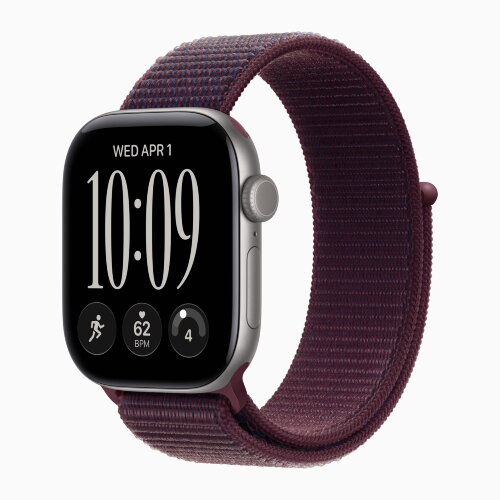 Apple Watch Series 12 46mm, Space Gray Aluminum Case with Sport Loop - Burgundy