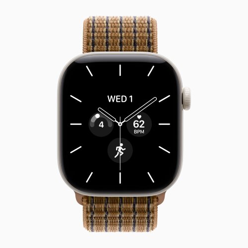 Apple Watch Series 12 42mm, Pearl White Ceramic Case with Sport Loop - Light Umber Plaid