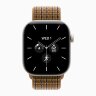 Apple Watch Series 12 42mm, Pearl White Ceramic Case with Sport Loop - Light Umber Plaid