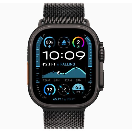 Apple Watch Ultra 2 49mm Titanium Case with Black Milanese Loop (Large)