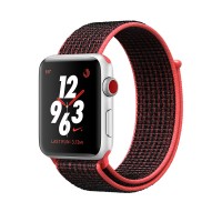 Nike+, корпус из алюминия "серый космос" 38 мм, яркой багровый/черный спортивный ремешок, GPS + LTE, Series 3