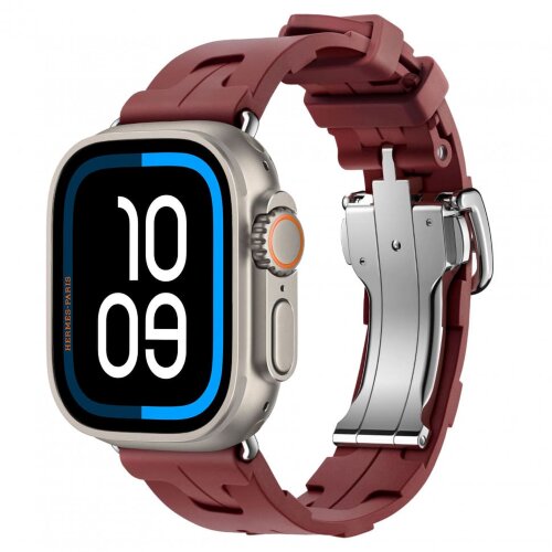 Apple Watch Ultra 2 Hermes 49mm Titanium, спортивный ремешок  Kilim красный