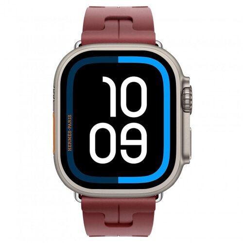 Apple Watch Ultra 2 Hermes 49mm Titanium, спортивный ремешок  Kilim красный