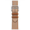 Apple Watch Hermes Series 11 42mm, клетчатый ремешок из плетеного нейлона золотой с белым