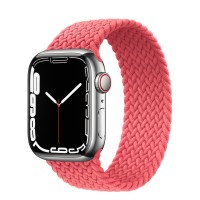 Apple Watch Series 7 41 мм, Silver Stainless Steel, плетеный монобраслет «Розовый пунш»