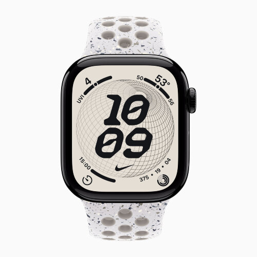 Apple Watch Series 11 42mm, Jet Black Aluminum Case with Nike Sport Band - Veiled Grey