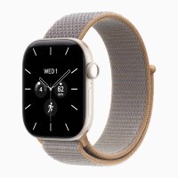Apple Watch Series 12 42mm, Pearl White Ceramic Case with Sport Loop - Chambray Blue