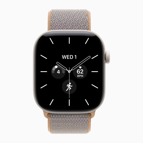 Apple Watch Series 12 42mm, Pearl White Ceramic Case with Sport Loop - Chambray Blue