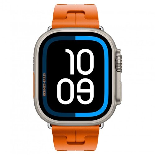 Apple Watch Ultra 2 Hermes 49mm Titanium, спортивный ремешок  Kilim оранжевый
