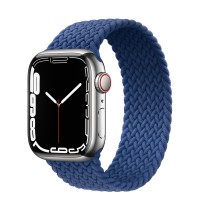 Apple Watch Series 7 41 мм, Silver Stainless Steel, плетеный монобраслет «Атлантический синий»