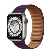 Apple Watch Series 7 41 мм Титановые, кожаный ремешок «Тёмная вишня»