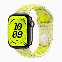 Apple Watch Series 11 42mm, Jet Black Aluminum Case with Nike Sport Band - Volt Splash