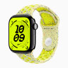 Apple Watch Series 11 42mm, Jet Black Aluminum Case with Nike Sport Band - Volt Splash