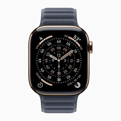 Apple Watch Series 11 42mm, Gold Titanium Case with Magnetic Link - Navy