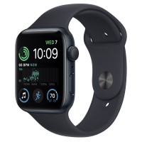 Apple Watch SE (2022) 44mm, Midnight Aluminum Case with Sport Band - Midnight