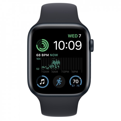 Apple Watch SE (2022) 44mm, Midnight Aluminum Case with Sport Band - Midnight