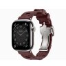 Ремешок Hermes для Apple Watch 46mm Kilim Single Tour - Бордовый (Bordeaux)