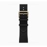 Apple Watch Hermes Series 12 42mm Radiant Gold, ремешок Clou de Selle Satin черный Noir Satin
