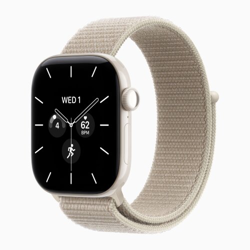 Apple Watch Series 12 42mm, Pearl White Ceramic Case with Sport Loop - Limestone