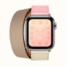 Apple Watch Series 4 Hermes, 40 мм, двойной кожаный ремешок, розовая сакура, бежевый нержавеющая сталь, Cellular + GPS