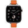 Apple Watch Hermes Series 10 42mm, тонкий кожаный ремешок темно-оранжевого цвета