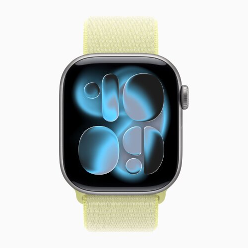 Apple Watch Series 11 46mm, Space Gray Aluminum Case with Sport Loop - Neon Yellow