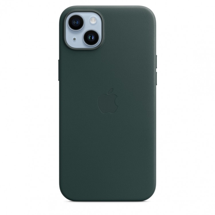 Кожаный чехол для iPhone 14 Plus с MagSafe - "Зеленый лес"