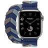 Apple Watch Hermes Series 9 41mm, двойной ремешок из трикотажa синий