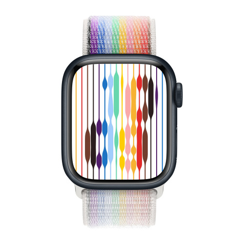 Apple Watch Series 9 45mm, Midnight Aluminum Case with Sport Loop - Pride Edition