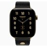 Apple Watch Hermes Series 12 46mm Radiant Gold, ремешок Clou de Selle Satin черный Noir Satin