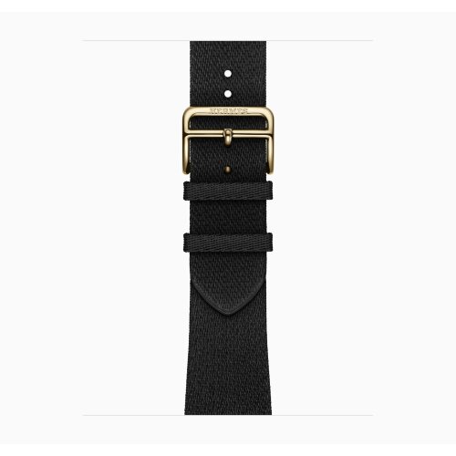 Apple Watch Hermes Series 12 46mm Radiant Gold, ремешок Clou de Selle Satin черный Noir Satin