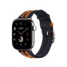 Ремешок Hermès для Apple Watch 46mm Rocabar Club — темно-синий / оранжевый (Bleu Nuit/Orange)